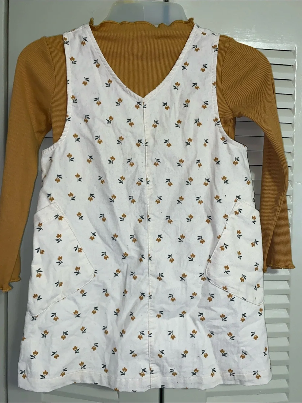 Carter's • Floral • Pinafore Dress • Mustard Top • Size 5T